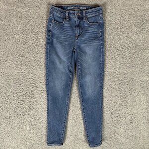 American Eagle Women's Blue Ultra-High-Waisted Stretch Skinny Jeans